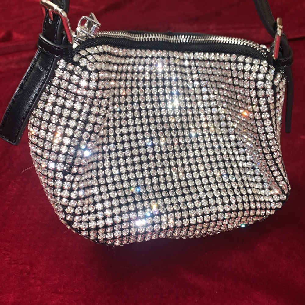 Madison West Sparkly Shiny Rhinestone Small Evening Handbag Purse - Picture 3 of 5